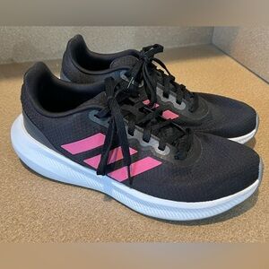 adidas Black Sneakers with Pink Stripes sz 9 like new Pegasus